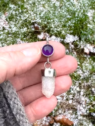 Black friday 20% rabatt Djup lila ametist med bergkristall Fairy Quartz