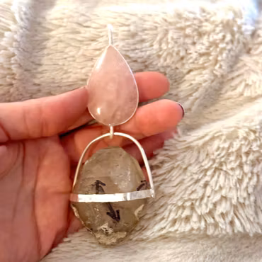 The Chalice of Sacred Love The Holy Grail of the Magdalene - Returning to Love’s Original Source- Rose Quartz with Enhydro from the Himalayas
