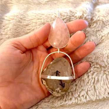 The Chalice of Sacred Love The Holy Grail of the Magdalene - Returning to Love’s Original Source- Rose Quartz with Enhydro from the Himalayas