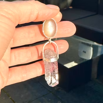 Grön månsten med Brandenberg ametist