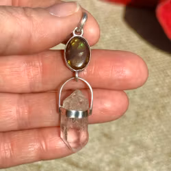 Fire agate with Atlantean double terminated quartz