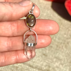 Fire agate with Atlantean double terminated quartz