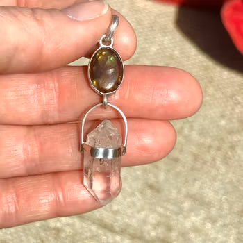 Fire agate with Atlantean double terminated quartz