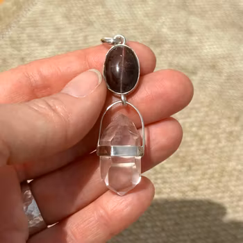 Star garnet with double terminated pink quartz