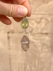 Golden beeyll with double terminated pink lemurian