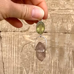 Golden beeyll with double terminated pink lemurian