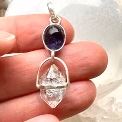 Blue lady Iolite with Herkimer with inclusions