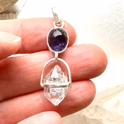 Blue lady Iolite with Herkimer with inclusions