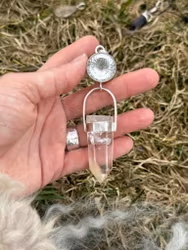 Clear quartz crystal with Angel Feather quartz