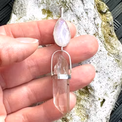 Rainbow moonstone with citrine from Sweden with Anatas