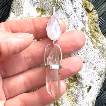 Rainbow moonstone with citrine from Sweden with Anatas