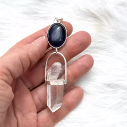 Iolite with naturally double terminated clear quartz from sweden