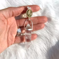 Golden beryll with clear quartz Vogel crystal