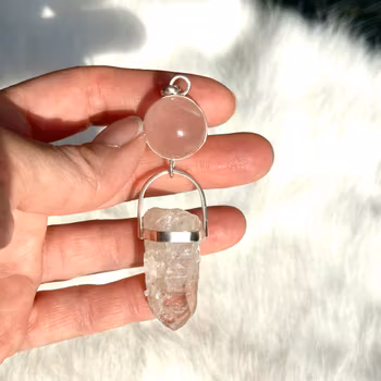 Star Rose Quartz with amazing quartz crystal from Sweden