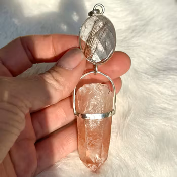 Rutilated quartz with Pink Lemurian