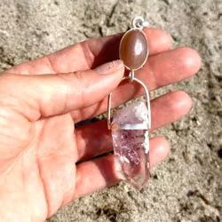 Natural moonstone with Brandeberg Amethyst
