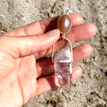 Natural moonstone with Brandeberg Amethyst