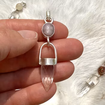 “White Queen” Star Ruby with faceted clear quartz
