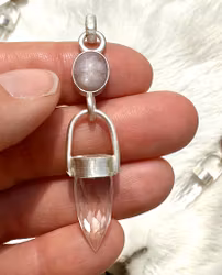 “White Queen” Star Ruby with faceted clear quartz