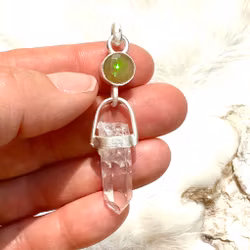 Archangel Mikael, fire opal with Brandenberg Quartz
