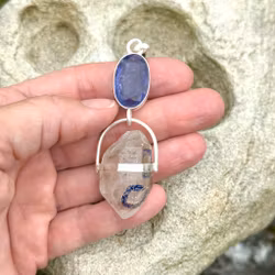 Godess Amphitrite, Godess of the sea, Iolite with double terminated Enhydro from the Himalayas