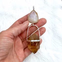 Hathor/Sarasvati- Apricot Rainbow Moonstone with African Citrine