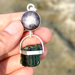 Godess Diana  Star Ruby with raw green tourmaline