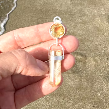 Bridget Godess of the eternal flame, citrine with white lodolite with phantoms