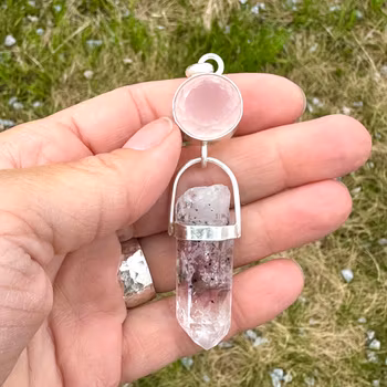 Higher Love, Rose Quartz with Brandenberg Amethyst