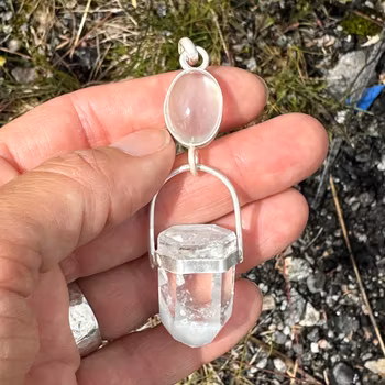 Green moonstone, top quality, with cat eye effect, with white  ghost phantom quartz