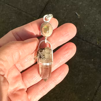 Mexican fire opal in matrix with double terminated citrin from Norway
