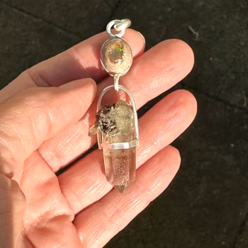 Mexican fire opal in matrix with double terminated citrin from Norway