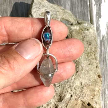 Mexica Fire Opal in matrix with Raw Sapphire