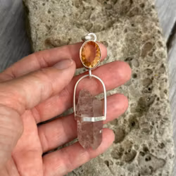 Light to keep the fire burning with self love - Citrine with very special pink Lemurian.