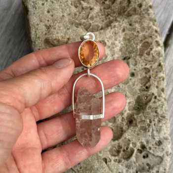 Light to keep the fire burning with self love - Citrine with very special pink Lemurian.
