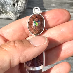 Mexican Fire Opal with Amethyst Vogel crystal with phantoms