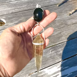 Cosmic Frequency collection, Masterpiece   Fire wand of Kali  Rainbow Obsidian with Citrine Vogel
