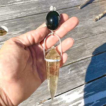 Cosmic Frequency collection, Masterpiece   Fire wand of Kali  Rainbow Obsidian with Citrine Vogel