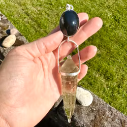 Cosmic Frequency collection, Masterpiece   Fire wand of Kali  Rainbow Obsidian with Citrine Vogel