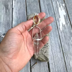 Masterpiece- expansion of light. Golden dragon and Unicorn energy.  Citrine with clear quartz Vogel crystal