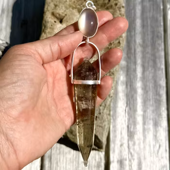 Dragon rider!   Crystalline frequency-Masterpiece  Natural green moonstone with cat eye effect with magical Citrine Vogel