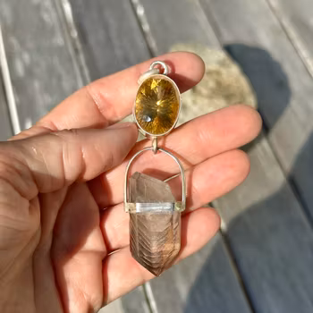 Cosmic Frequency   Citrine with Double terminated Lodolite