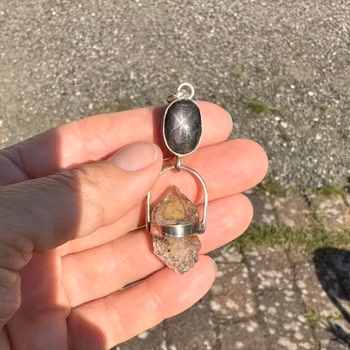 Morning star, star sapphire with Herkimer diamond