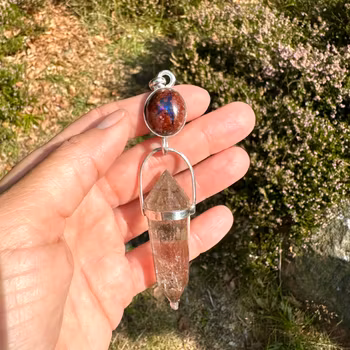 Cosmic frequency   Red thunder  Masterpiece Mexican Fire Opal with Citrine Vogel.