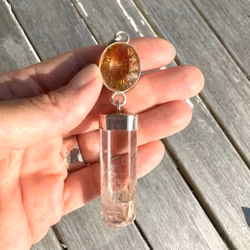 Fire starter  Citrine with Angel Phantom (Ampibole Quartz)