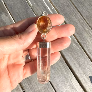 Fire starter  Citrine with Angel Phantom (Ampibole Quartz)