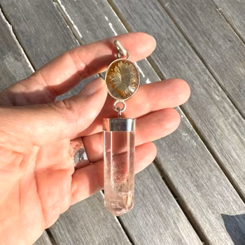 Fire starter  Citrine with Angel Phantom (Ampibole Quartz)