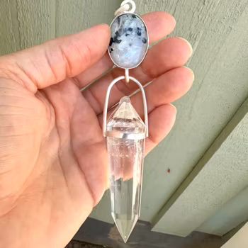 Priestess of sacred balance  Stellar collection  Masterpiece- Rainbow moonstone with Black Tourmaline with top quality Citrine
