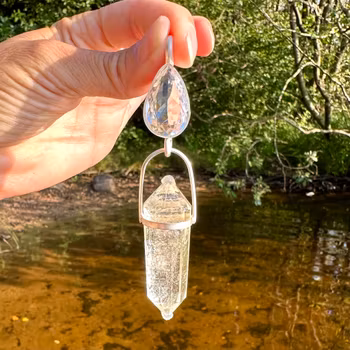 Sirius, bright shining star, Clear Quartz with Citrine Vogel
