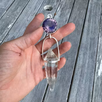 Amethyst with Citrine Vogel  Golden Dragon Collection  Connection to Nyx- Godess of the night.